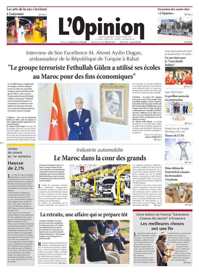 Interview de Son Excellence M. Ahmet Aydin Dogan, Ambassadeur de la République de Turquie à Rabat Interview de Son Excellence M. Ahmet Aydin Dogan, Ambassadeur de la République de Turquie à Rabat