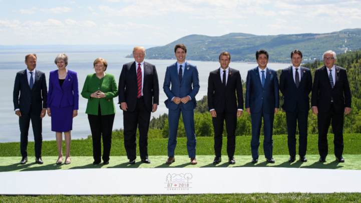 La traditionnelle photo des membres du G7 à La Malbaie, au Québec, en 2018 (Ph. AFP)