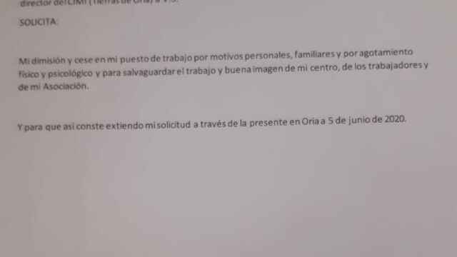 Lettre de démission présentée, le 5 juin, par le directeur du centre.