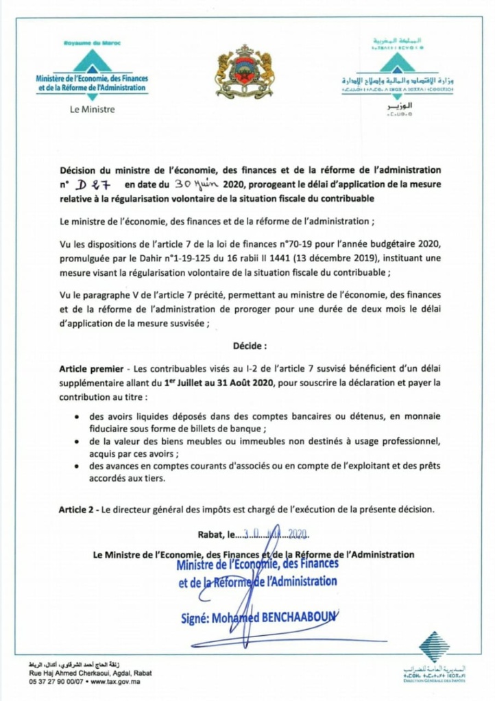Contribuable : Prolongation du délai pour la régularisation fiscale volontaire