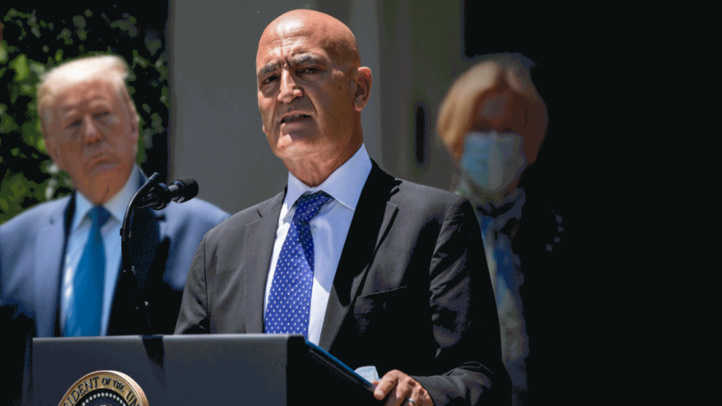 Moncef Slaoui, lors de son discours suivant sa nomination par Trump, le 15 mai à la Maison Blanche (Ph. AFP) Moncef Slaoui, lors de son discours suivant sa nomination par Trump, le 15 mai à la Maison Blanche (Ph. AFP)