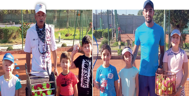 Quelques ateliers de l’école de tennis du Stade Marocain et leurs entraîneurs