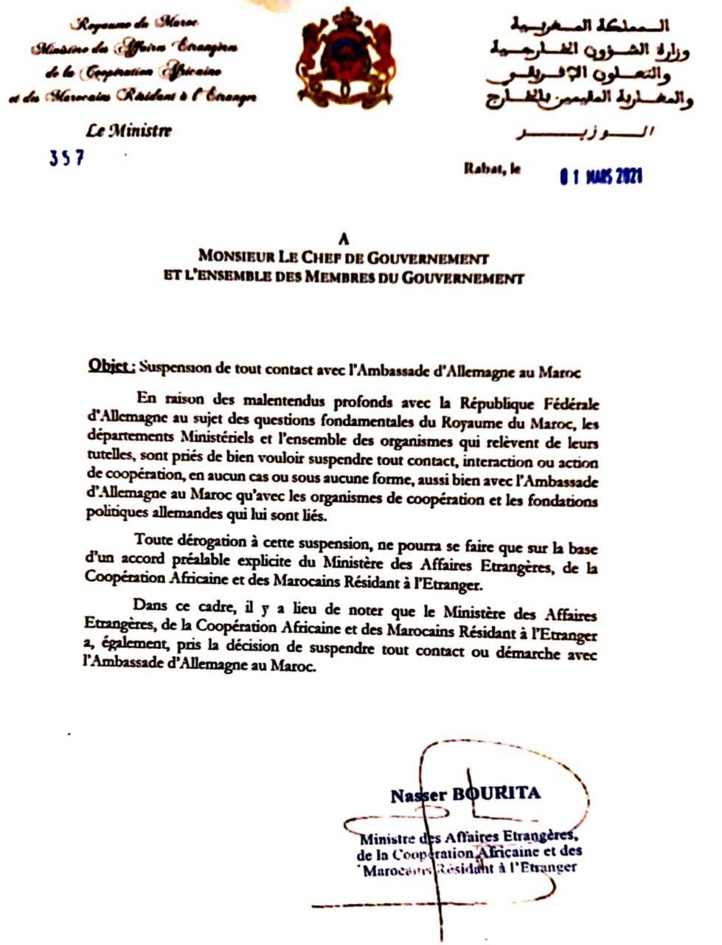 Le Maroc blackliste l’ambassade d’Allemagne à Rabat Le Maroc blackliste l’ambassade d’Allemagne à Rabat