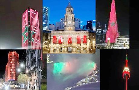 Le drapeau marocain illumine des édifices emblématiques du Monde Le drapeau marocain illumine des édifices emblématiques du Monde