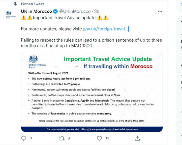 L'ambassade du Royaume-Uni à Rabat adresse des conseils aux voyageurs souhaitant visiter le Maroc