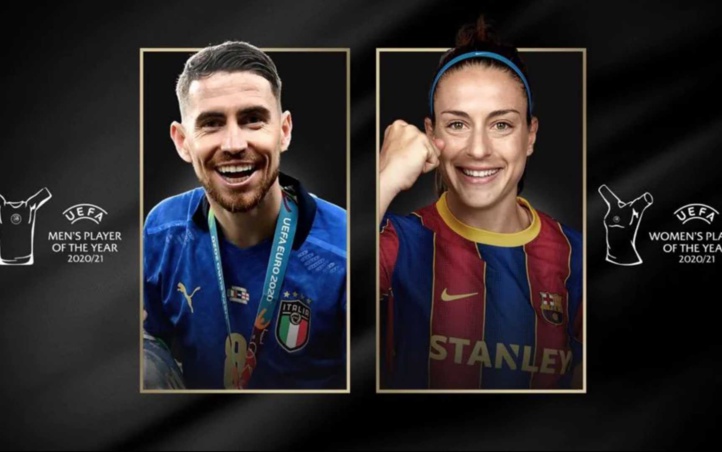 Jorginho et Alexia meilleurs footballeurs chez les hommes et chez les dames. Jorginho et Alexia meilleurs footballeurs chez les hommes et chez les dames.