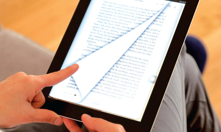 Une liseuse qui tourne les pages du livre numérique Une liseuse qui tourne les pages du livre numérique