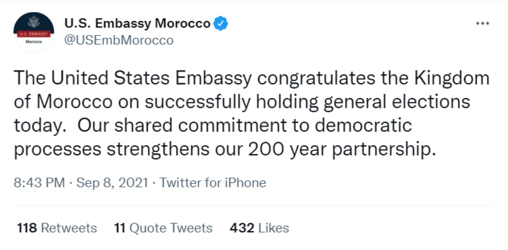 Les Etats-Unis félicitent le Maroc pour le déroulement des élections