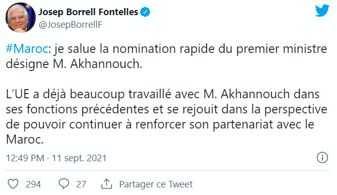 L’UE a «hâte de s’engager» avec le nouveau gouvernement marocain