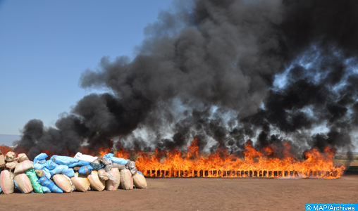 Plus de 5 tonnes de chira incinérées à Dakhla Plus de 5 tonnes de chira incinérées à Dakhla