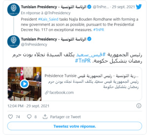 Tunisie : Najla Bouden nommée première ministre Tunisie : Najla Bouden nommée première ministre