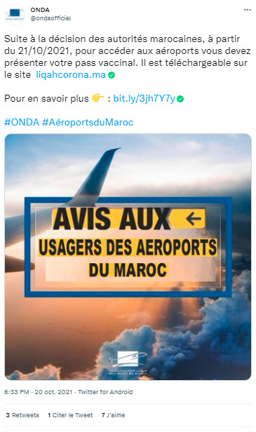 Le pass vaccinal, une condition d'accès aux aéroports marocains Le pass vaccinal, une condition d'accès aux aéroports marocains