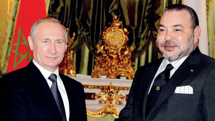 SM le Roi Mohammed VI, avec Vladimir Poutine, lors de sa visite en Russie.