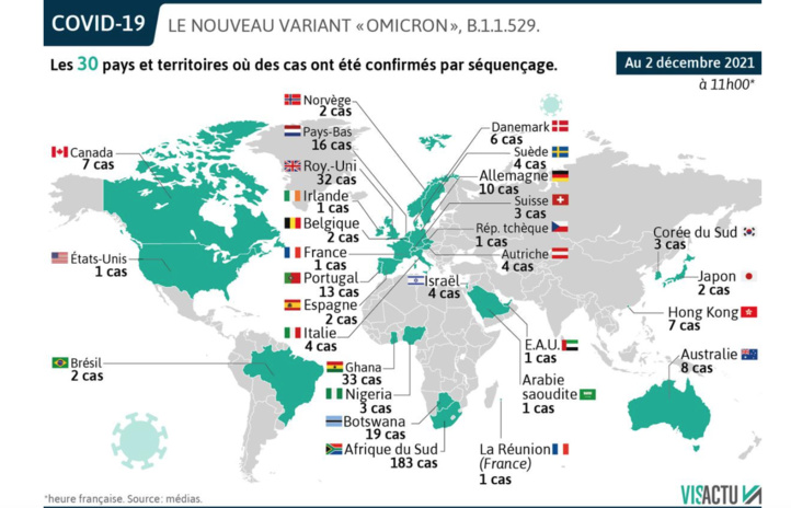 Variant Omicron : Dans quels pays le Covid-19 a-t-il muté ?