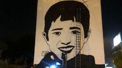Casablanca / Hay Hassani : Fresque murale en hommage au petit Rayan