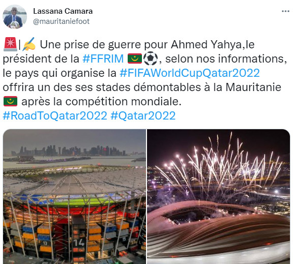 L’après Mondial 2022 : Le Stade 974 serait offert à la Mauritanie par le Qatar L’après Mondial 2022 : Le Stade 974 serait offert à la Mauritanie par le Qatar
