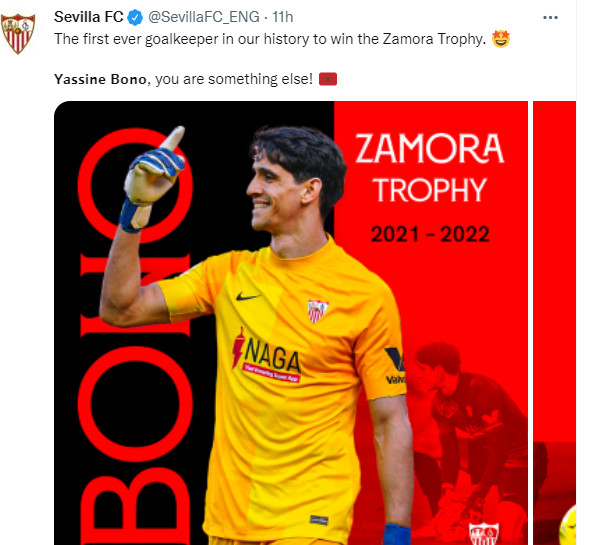 Liga : Yassine Bounou, le Zamora du foot espagnol 2021-2022 ! Liga : Yassine Bounou, le Zamora du foot espagnol 2021-2022 !