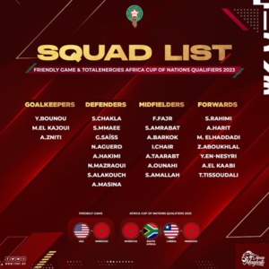 Equipe nationale : La liste des convoqués pour les matches contre les Etats-Unis, l'Afrique du Sud et le Liberia, dévoilée Equipe nationale : La liste des convoqués pour les matches contre les Etats-Unis, l'Afrique du Sud et le Liberia, dévoilée