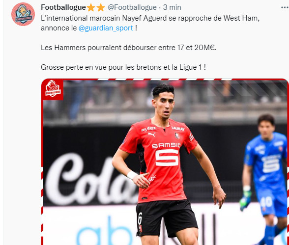 Naïf Aguerd :  West Ham serait prêt à se le payer à 20M€