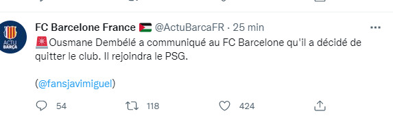 Transfert : Dembélé serait Parisien la saison prochaine ! Transfert : Dembélé serait Parisien la saison prochaine !