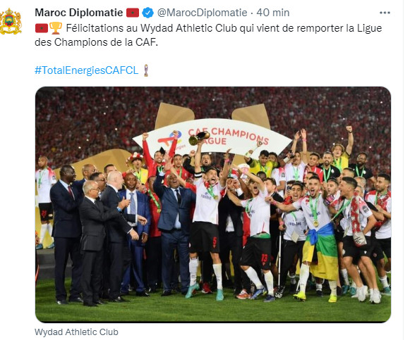 Wydad : Une déferlante de félicitations via Twitter Wydad : Une déferlante de félicitations via Twitter