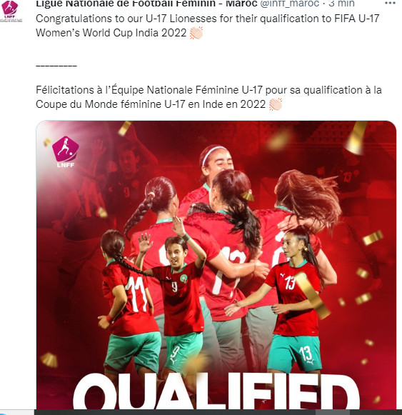 Qualification de l'équipe nationale Féminine U17 au Mondial 2022 : La LNFF félicite les Lioncelles Qualification de l'équipe nationale Féminine U17 au Mondial 2022 : La LNFF félicite les Lioncelles