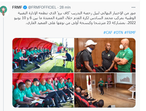 Stage d’obtention Licence CAF Pro :  La FRMF communique via twitter