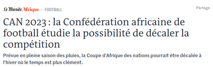 CAN 2023 :  Un  possible report jusqu’à 2024 ?