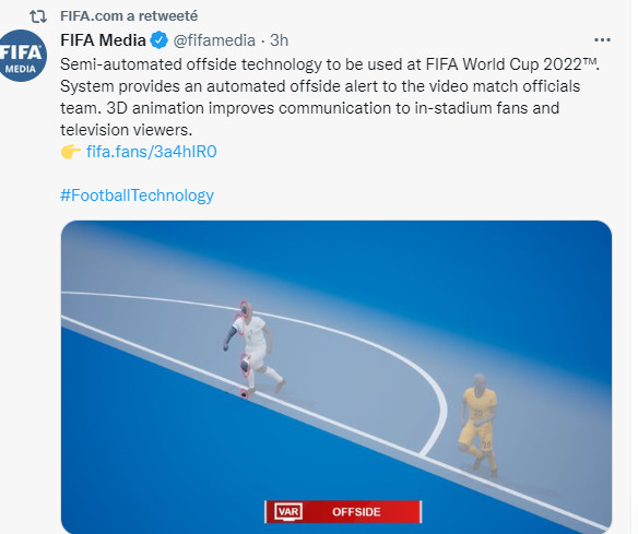 Coupe du monde 2022  : La FIFA officialise le hors jeu semi-automatique lors du Mondial