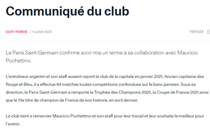 PSG : Pochettino n’est plus Parisien