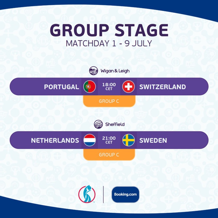Euro féminin 2022 : Ce samedi, Portugal vs Suisse (17h) et  Pays-Bas vs Suède (20h)