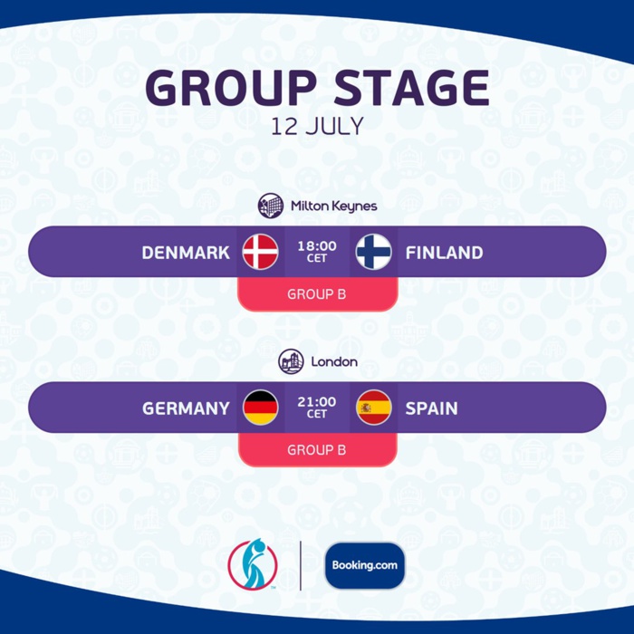 Euro Féminin 2022 : Ce soir, Allemagne-Espagne (20h00) et Danemark- Finlande (17h00)
