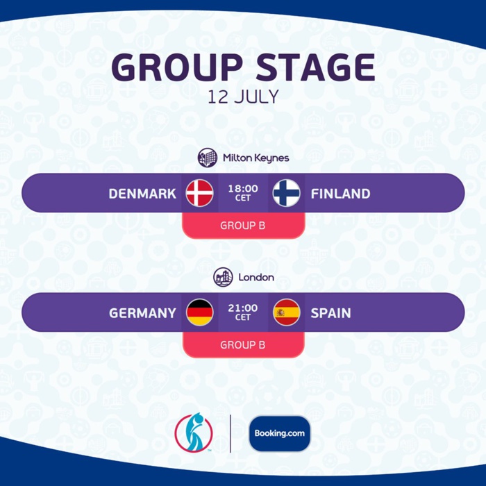 Euro Féminin 2022 : Ce soir, Allemagne-Espagne (20h00) et Danemark- Finlande (17h00) Euro Féminin 2022 : Ce soir, Allemagne-Espagne (20h00) et Danemark- Finlande (17h00)