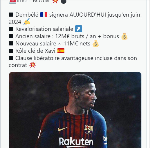 Barça : Dembélé reste Catalan jusqu’à 2024 Barça : Dembélé reste Catalan jusqu’à 2024