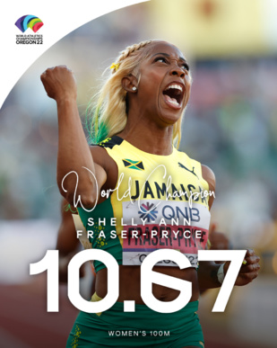 Mondiaux d'Oregon 2022-100 m : La Jamaïcaine Shelly-Anne Fraser-Pryce  reine du sprint !