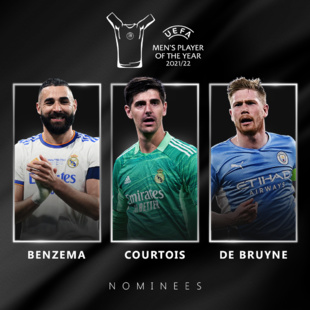 UEFA / Joueur de l’année 2022 : Benzema, Courtois et De Bruyne finalistes UEFA / Joueur de l’année 2022 : Benzema, Courtois et De Bruyne finalistes