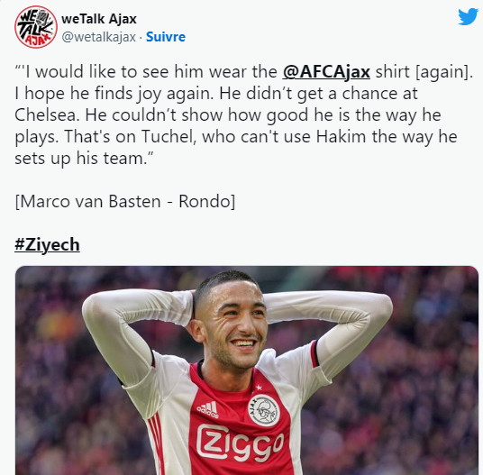 Lions de l’Atlas : Van Basten plaide pour le retour de Ziyech à l’Ajax Lions de l’Atlas : Van Basten plaide pour le retour de Ziyech à l’Ajax