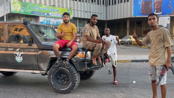 Des miliciens affiliés à Dabaiba dans la capitale Tripoli. Des miliciens affiliés à Dabaiba dans la capitale Tripoli.