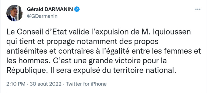 Le Conseil d’Etat français confirme l’expulsion de l’imam Hassan Iquioussen vers le Maroc