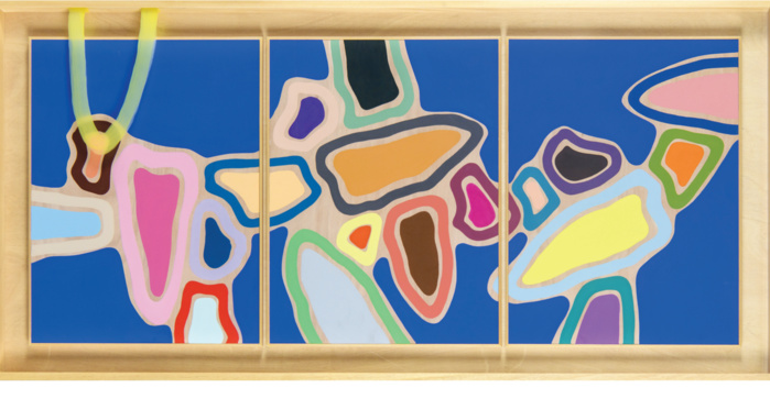 « 42 », acrylique sur bois et peinture sur verre, 100 x 206 cm, 2022. Ph. Fouad Maazouz.