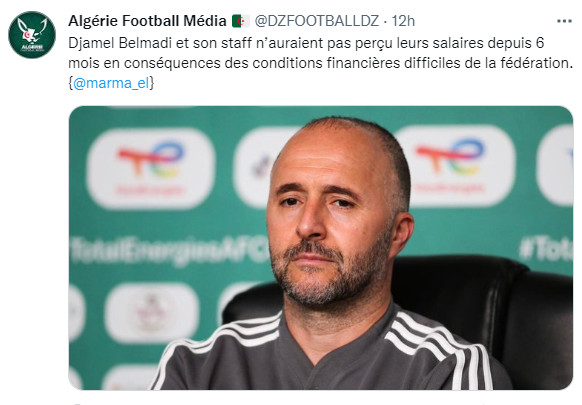 Presse algérienne : Belmadi et son staff n’ont pas été payés depuis six mois Presse algérienne : Belmadi et son staff n’ont pas été payés depuis six mois