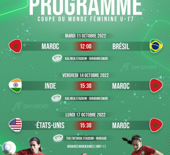 Mondial féminin U17 : Le programme des Lioncelles de l'Atlas 