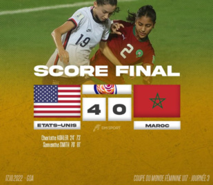 Coupe du monde U17 /  Maroc-Etats Unis (0-4) : Les Marocaines quittent le Mondial sans démériter Coupe du monde U17 /  Maroc-Etats Unis (0-4) : Les Marocaines quittent le Mondial sans démériter