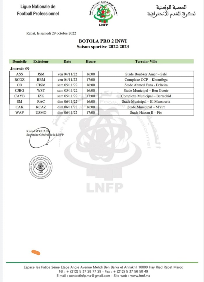 Botola Pro D2 / 9e journée : La RCAZ pour creuser l'écart, la JSM pour rattraper le retard