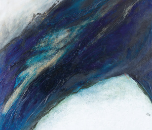« Atlantide ». Technique mixte/acrylique et pigments sur toile. 182 x 182 cm, 2022.