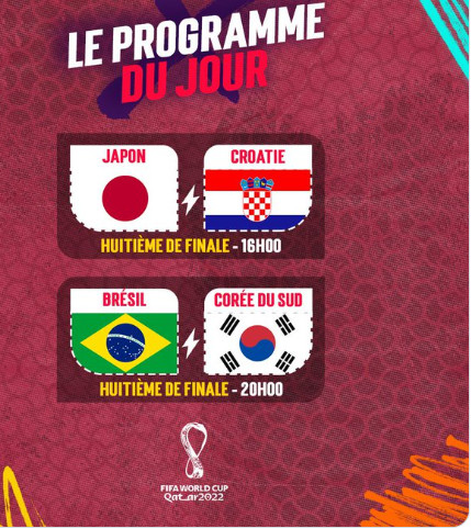 Mondial 2022 / Quart de finale : Ce lundi, Japon vs Croatie et Brésil vs Corée du Sud Mondial 2022 / Quart de finale : Ce lundi, Japon vs Croatie et Brésil vs Corée du Sud