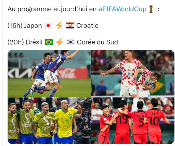 Mondial 2022 / Quart de finale : Ce lundi, Japon vs Croatie et Brésil vs Corée du Sud Mondial 2022 / Quart de finale : Ce lundi, Japon vs Croatie et Brésil vs Corée du Sud