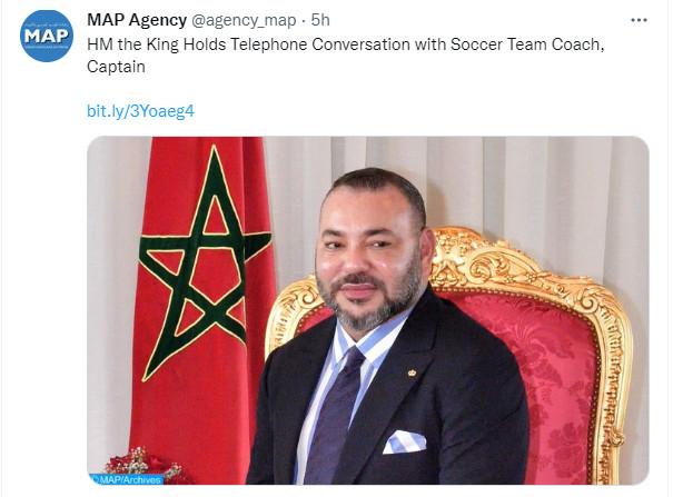 Mondial 2022 / Lu sur twitter : ‘’On retient le parcours magistral et humain des hommes de Walid Regragui’’ ! Mondial 2022 / Lu sur twitter : ‘’On retient le parcours magistral et humain des hommes de Walid Regragui’’ !