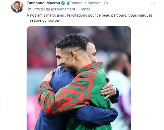 Mondial 2022 / Lu sur twitter : ‘’On retient le parcours magistral et humain des hommes de Walid Regragui’’ ! Mondial 2022 / Lu sur twitter : ‘’On retient le parcours magistral et humain des hommes de Walid Regragui’’ !