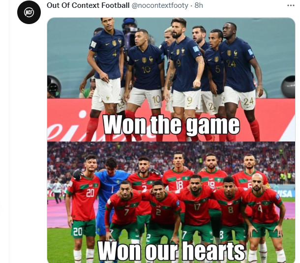 Mondial 2022 / Lu sur twitter : ‘’On retient le parcours magistral et humain des hommes de Walid Regragui’’ ! Mondial 2022 / Lu sur twitter : ‘’On retient le parcours magistral et humain des hommes de Walid Regragui’’ !